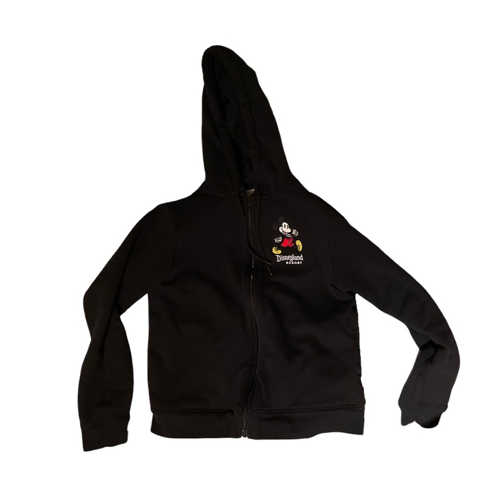 Disneyland Resort black drawstring zip-up hoodie, size M (fits like an xs)